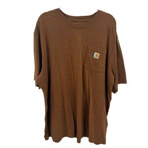 Carhartt Brown Short Sleeve T-Shirt Mens Original Fit 2XL Cotton Blend